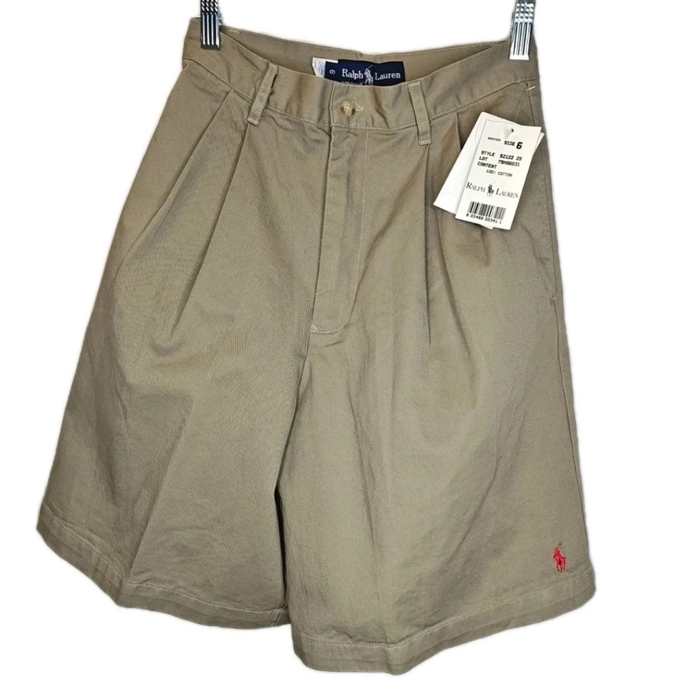 Vtg Polo Ralph Lauren Pleated Shorts Sm 6 26/8" Khaki Beige USA Union Made Nwt